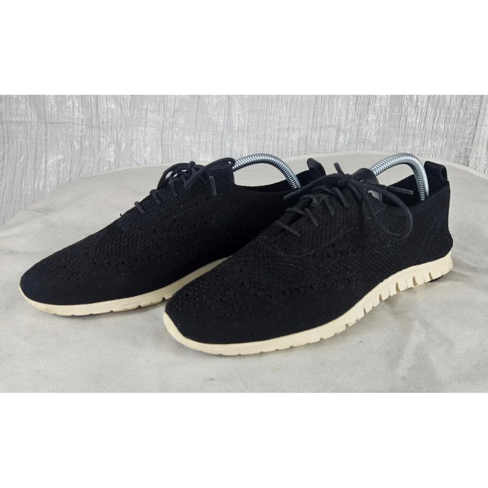 Cole Haan Zerogrand Stitchlite Oxford Mens 10B Black Knit Wingtip Shoes W06723